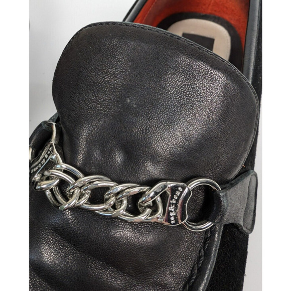 Rag & Bone Cooper Loafer Black Leather Suede Size EU 39.5 US 9.5 Chain Detail - Picture 9 of 13